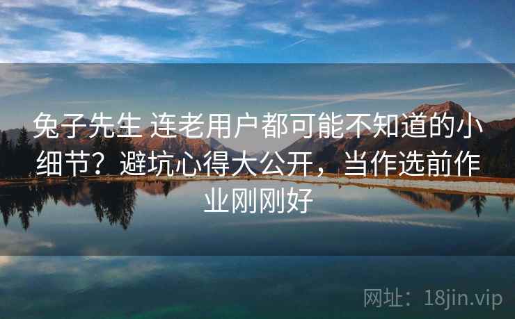 兔子先生 连老用户都可能不知道的小细节？避坑心得大公开，当作选前作业刚刚好